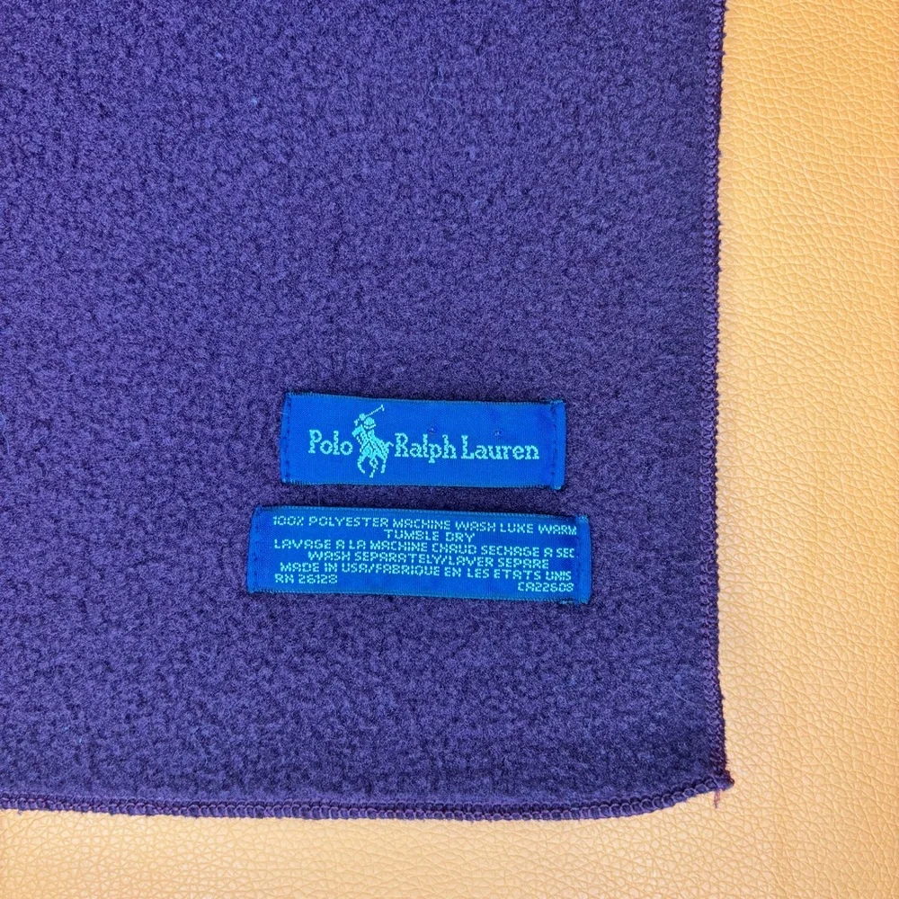 Polo Ralph Lauren Maroon Fleece Scarf with Blue Icon‎ Tag